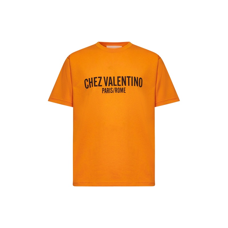 Orange Chez Valentino print T-shirt