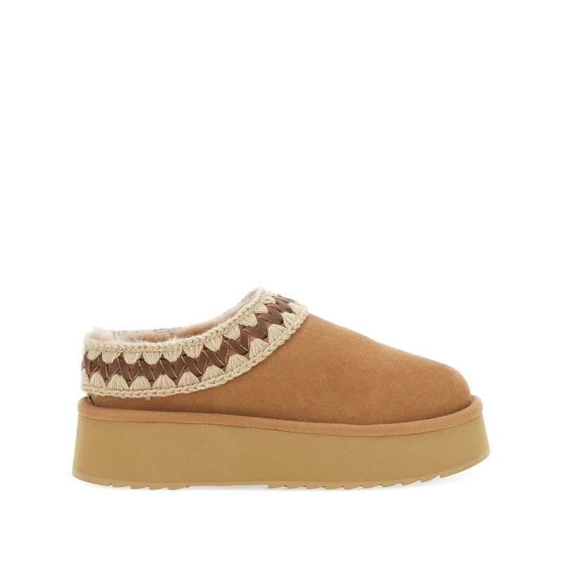 PLATFORM CLOG SUEDE SLIPPERS|BEIGE|37|38|36|39|40