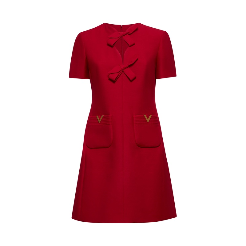 Red Crepe Couture short dress|40|42|44|46