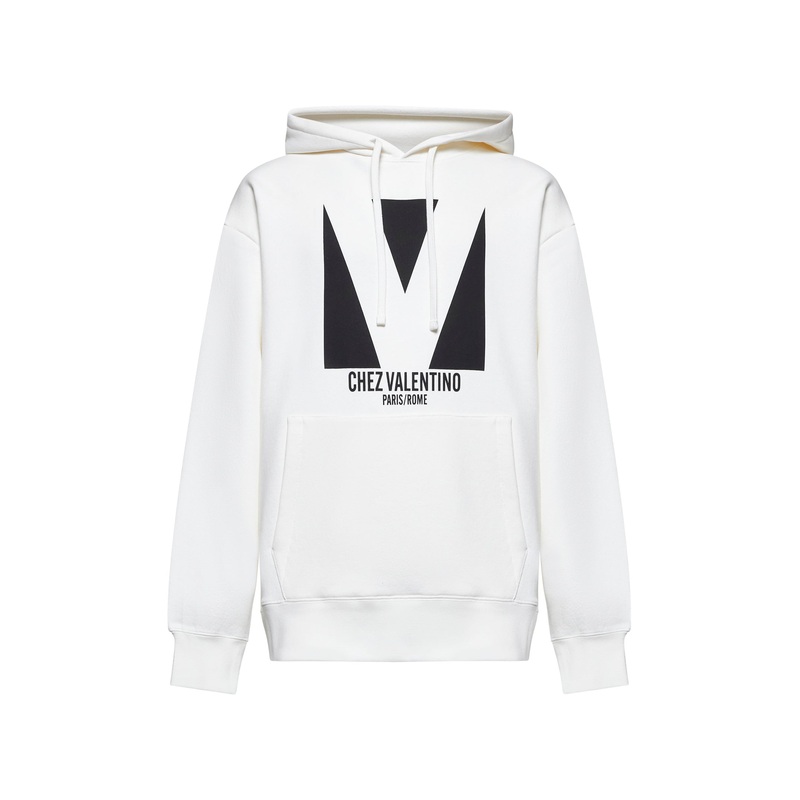White Chez Valentino print hoodie