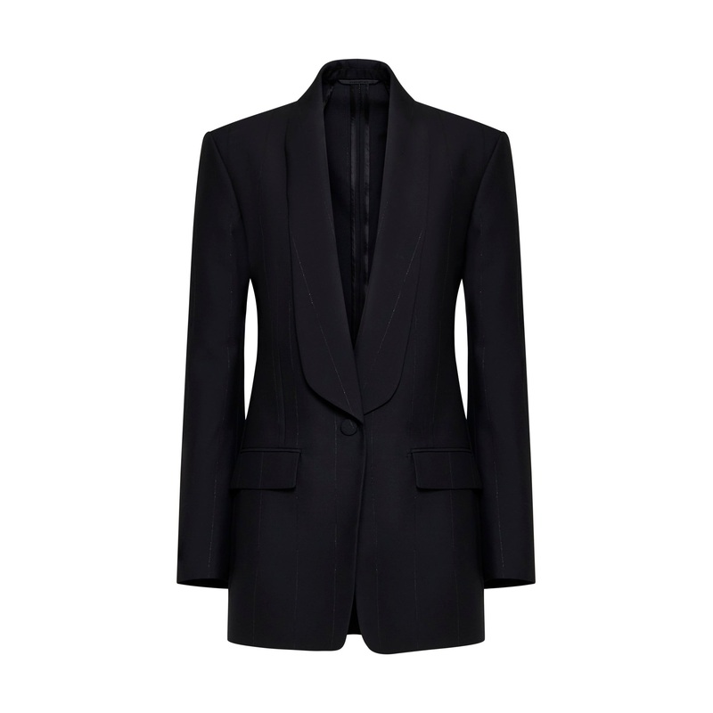 Lame’ pinstriped wool-blend blazer