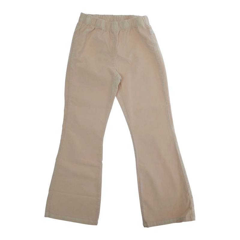 Beige Pants with Elastic Waist and Logo Patch on the Side in Cotton Girl