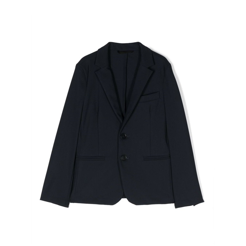 Black Single-Breasted Jacket with Notched Revers in Stretch Polyamide Boy