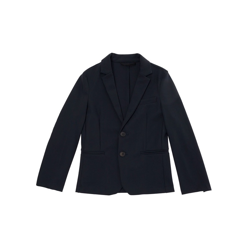 Blue Single-Breasted Jacket with Tonal Buttons in Stretch Polyamide Boy