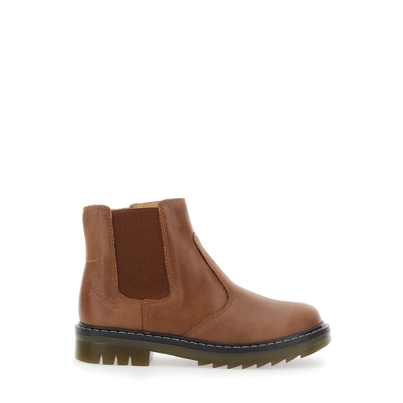 Brown Ankle Boots with Side Logo in Nubuck Leather Girl