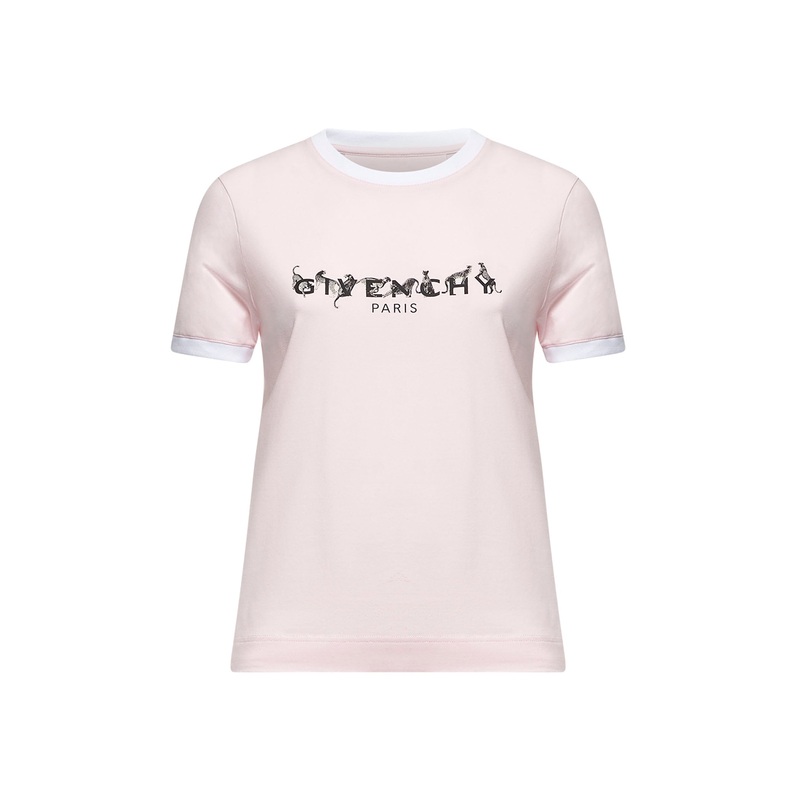 Pink cotton signature T-shirt|XS|S|M|L