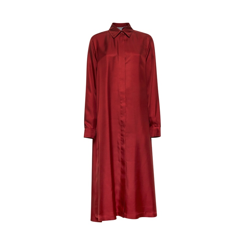 Red CRUSCA silk shirt dress|42|44|46