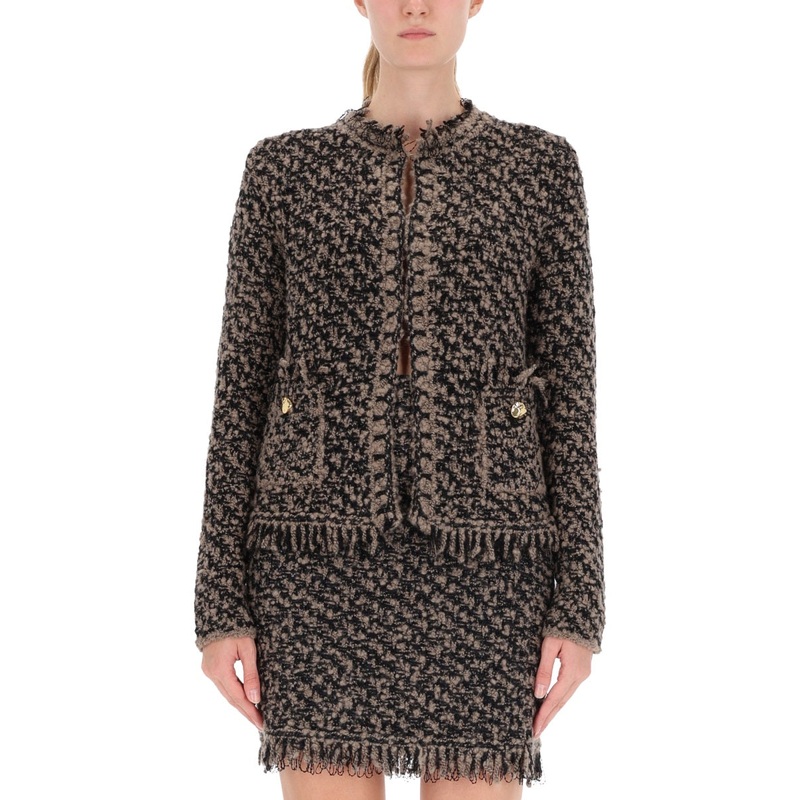 TWEED AND SEQUIN JACKET|BROWN|44|42|40