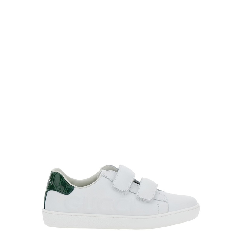White Low Top Sneakers with Logo Detail in Leather Boy