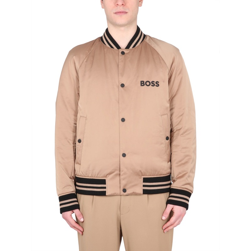 BOMBER JACKET WITH LOGO|BROWN|48|50
