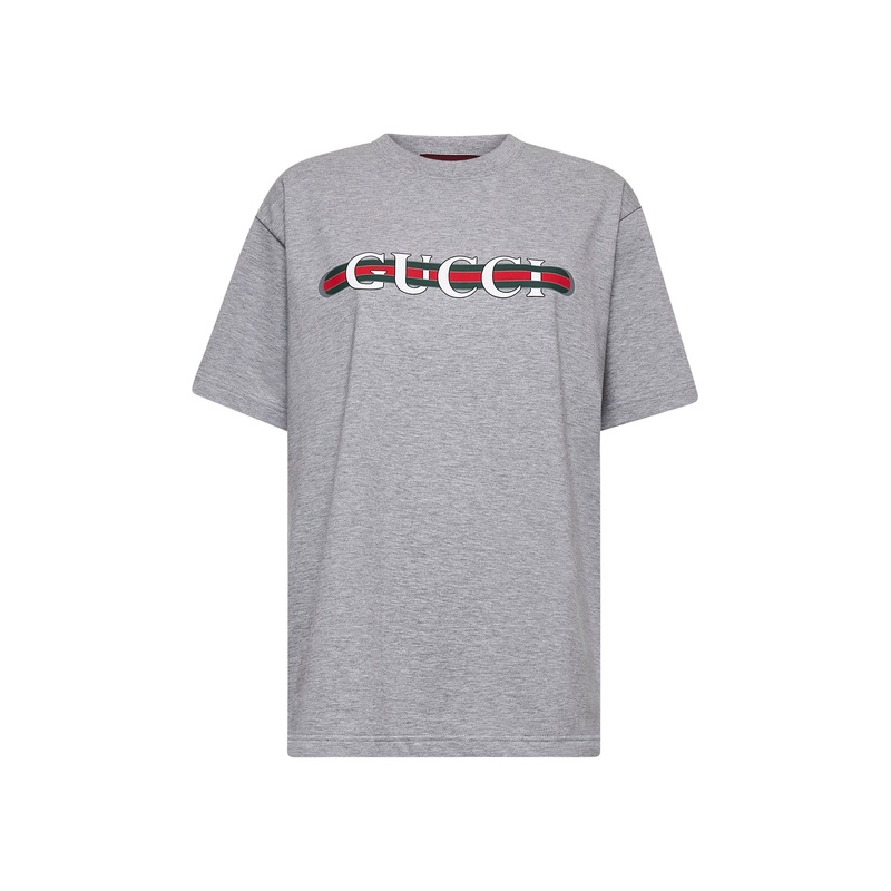 Grey printed cotton jersey T-shirt