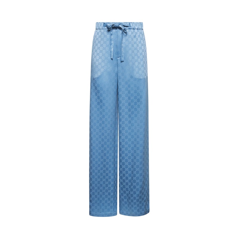 Light blue GG satin trousers|40|42|44
