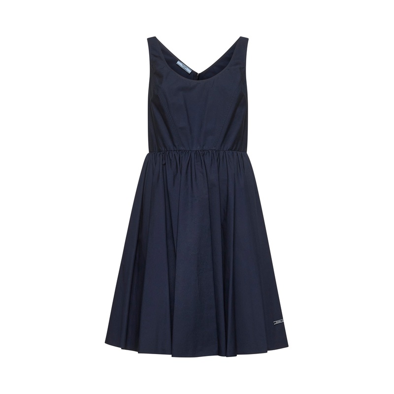 Blue cotton canvas dress|40|42