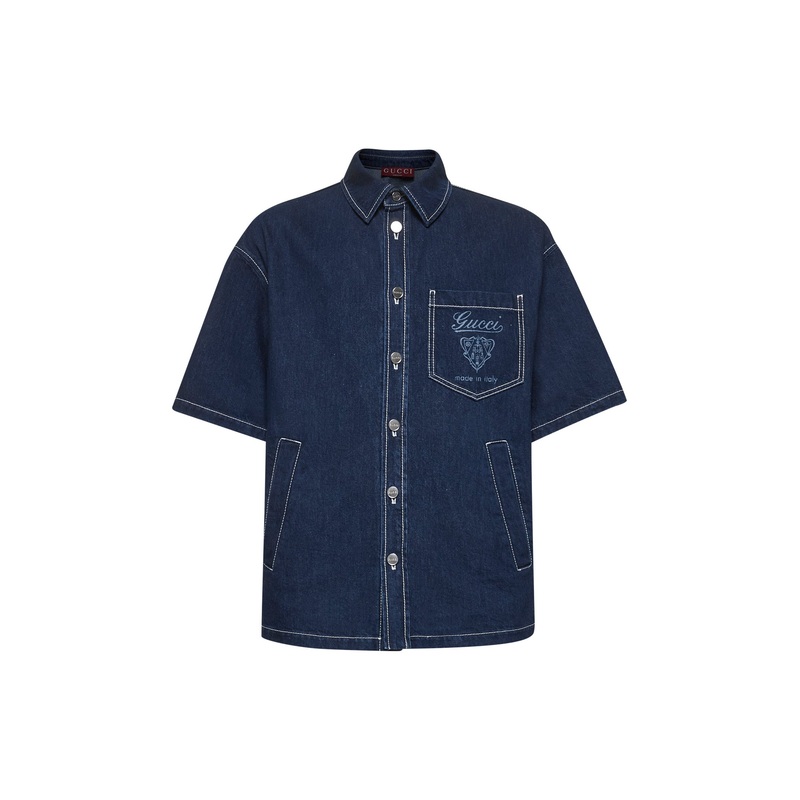 Blue lasered denim shirt|46|48