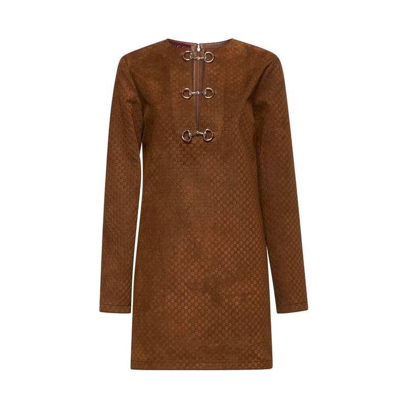 Brown GG suede mini dress|42
