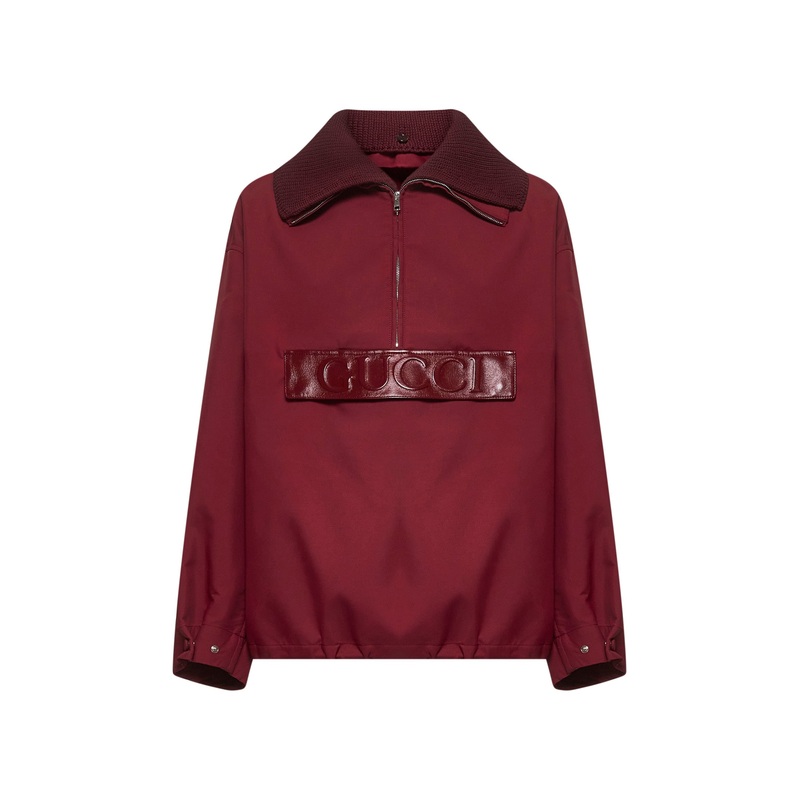 Burgundy embossed gabardine bomber jacket
