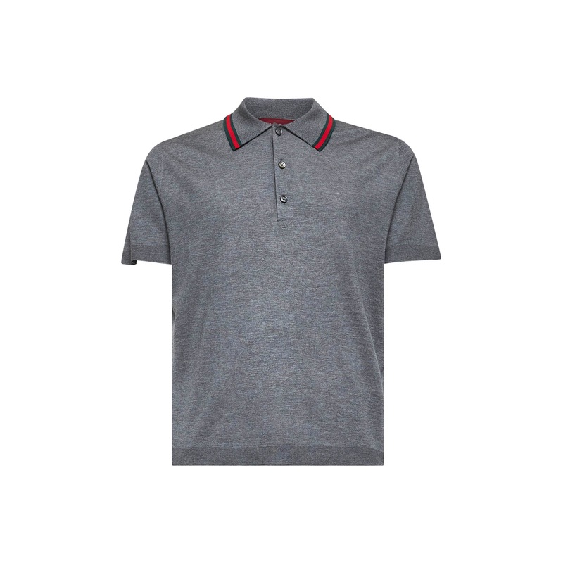 Grey knit Web polo shirt|S|M|L|XL|XXL