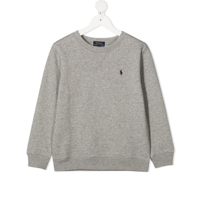 Grey Sweatshirt with Logo on the Front in Cotton Boy
