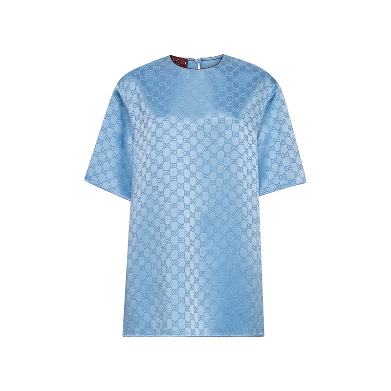 Light blue GG satin top|38|40|42