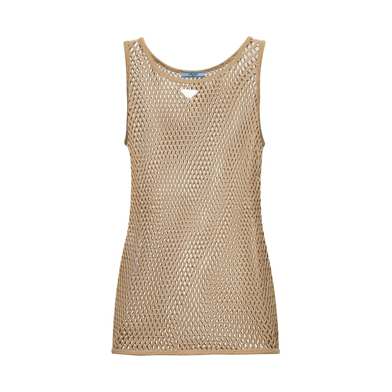 Beige mesh cotton tank top|40|42