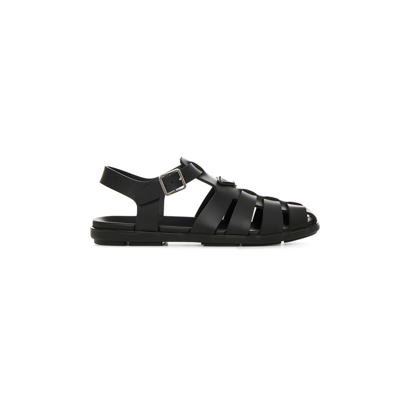 Black rubber fisherman sandals