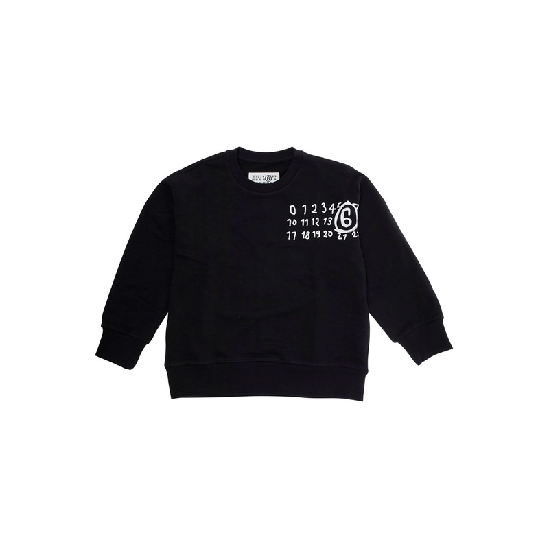Black Sweatshirt with Logo on the Front in Cotton Boy
