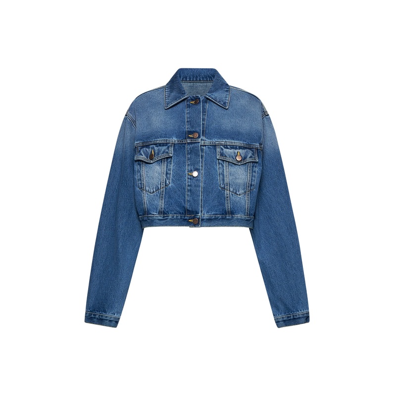 Blue denim cropped blouson|S|M