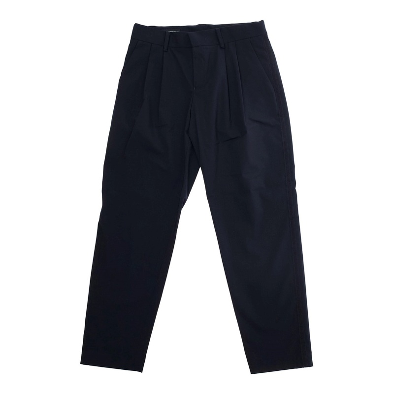 Blue Pants with Belt Loops and Logo Embroidery on the Rear in Viscose Blend Stretch Boy