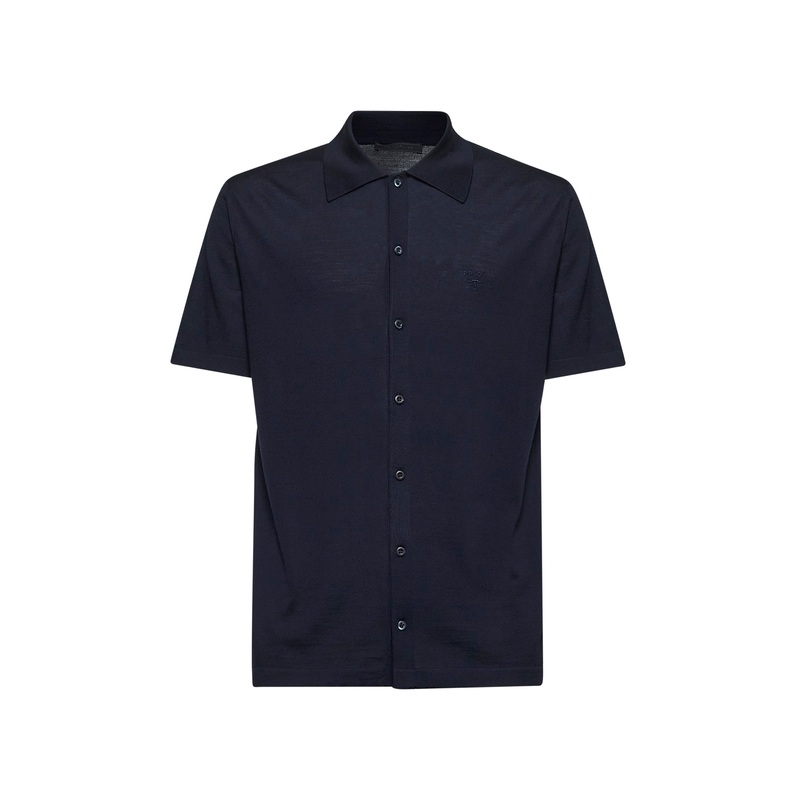 Blue wool logo shirt<BR/>|48|50|52|54