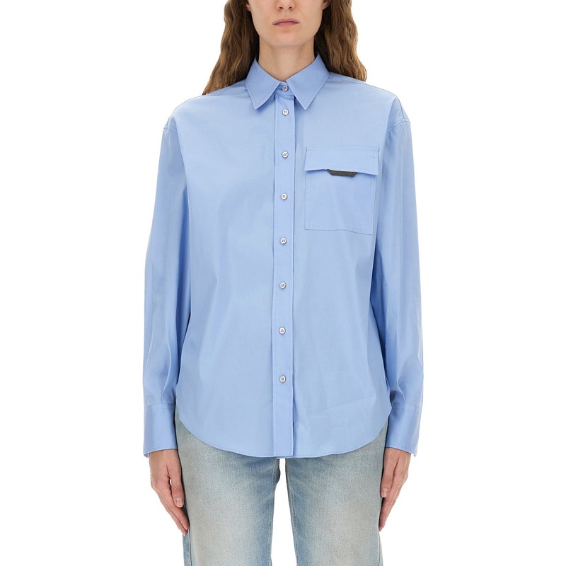 SHIRT WITH SHINY FLAP DETAIL|BABY BLUE|S|M