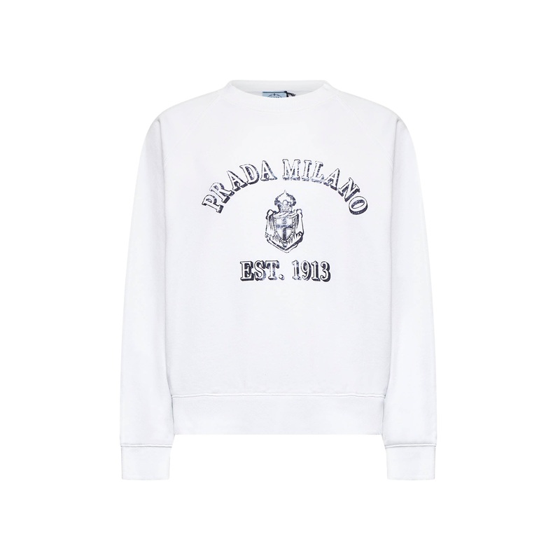 White cotton printed sweatshirt