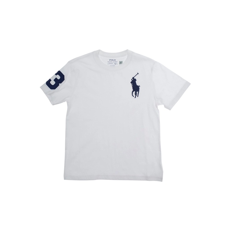 White Crewneck T-Shirt with Pony Embroidery on the Front in Cotton Boy