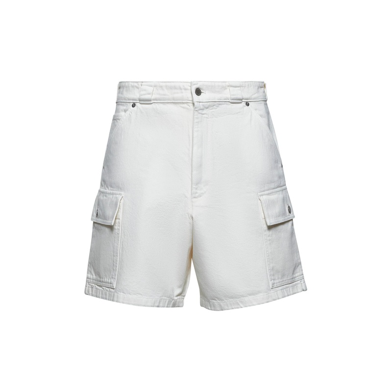 White denim cargo Bermuda shorts
