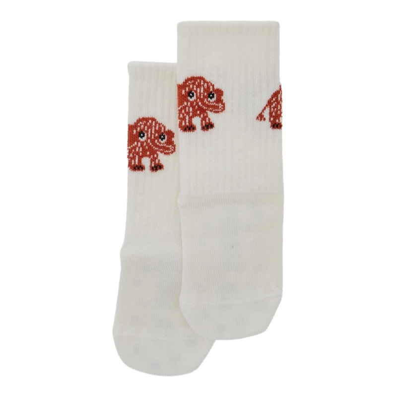 White Socks with Anti Slip Details and Embroidery on the Front in Cotton Boy