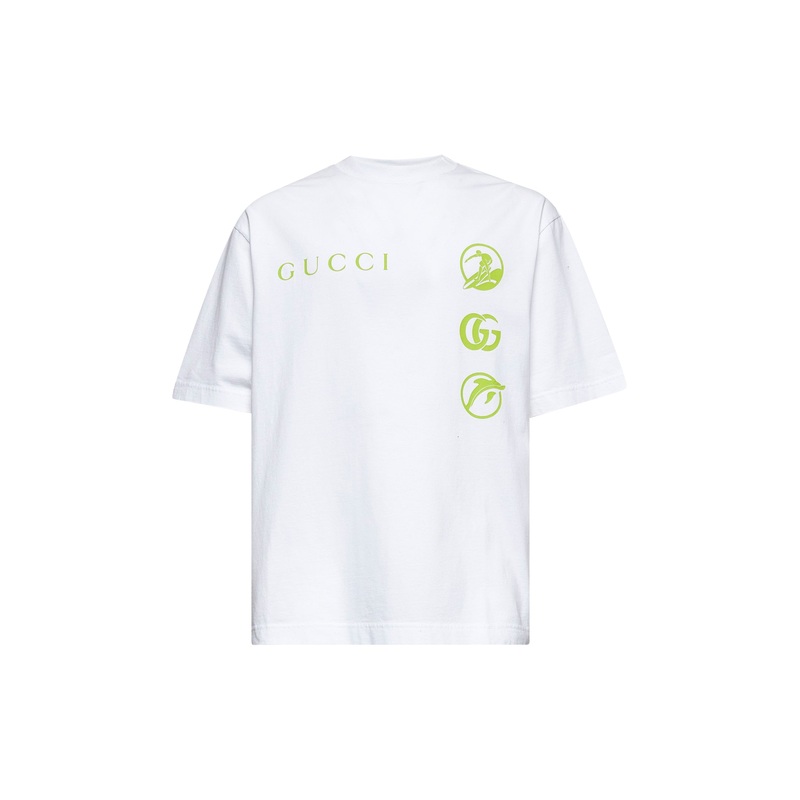 White printed cotton jersey T-shirt