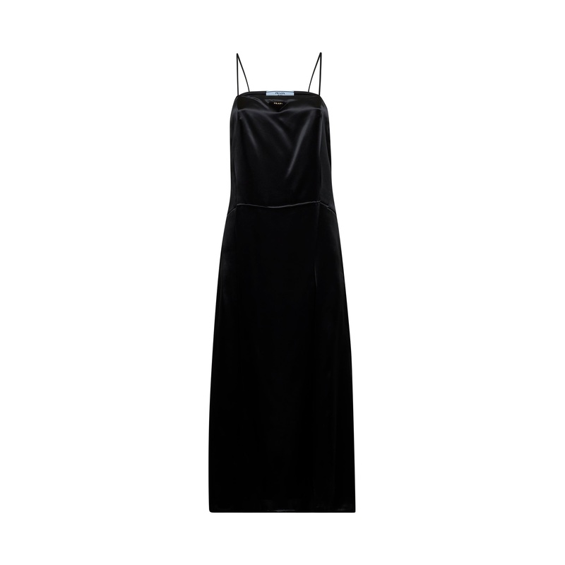 Black satin slip dress|40|42