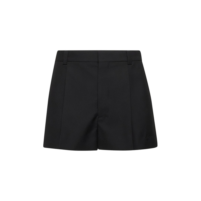 Black wool twill shorts|48|50|52