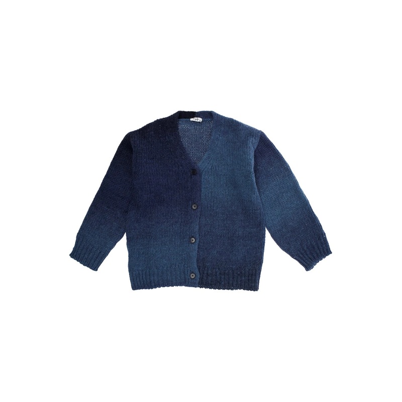 Blue Cardigan with V Neck and Front Button Closure in Wool Blend Boy