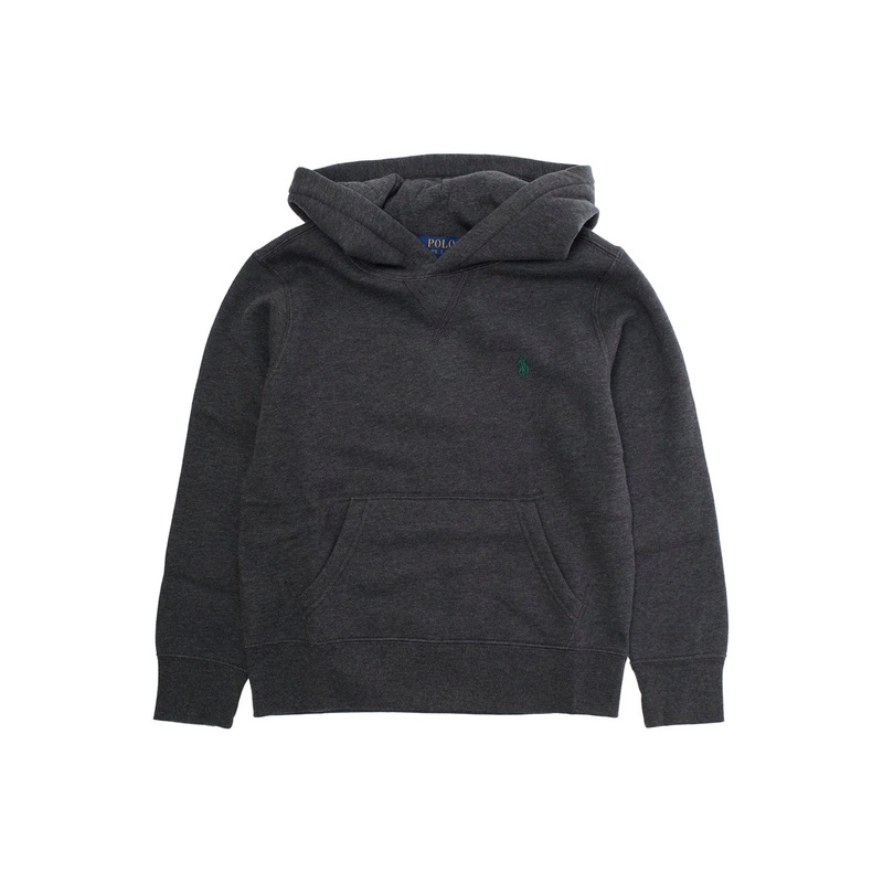 Grey Hoodie with Fixed Hood and Pony Embroidery on the Front in Cotton Blend Boy