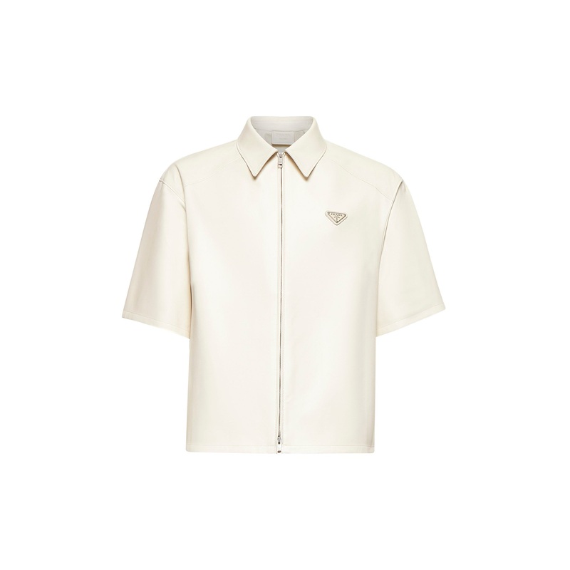 Ivory nappa short-sleeved shirt