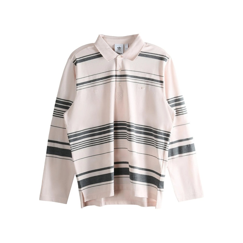 Light Pink Striped Sweater with Polo Collar