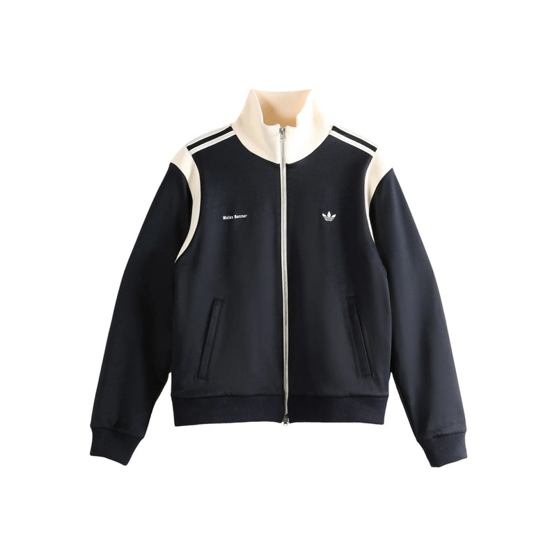 Navy Blue Ribbed Neck Sweatshirt