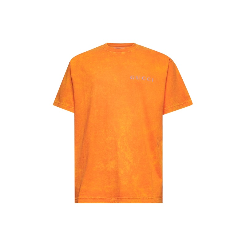 Orange printed cotton jersey T-shirt