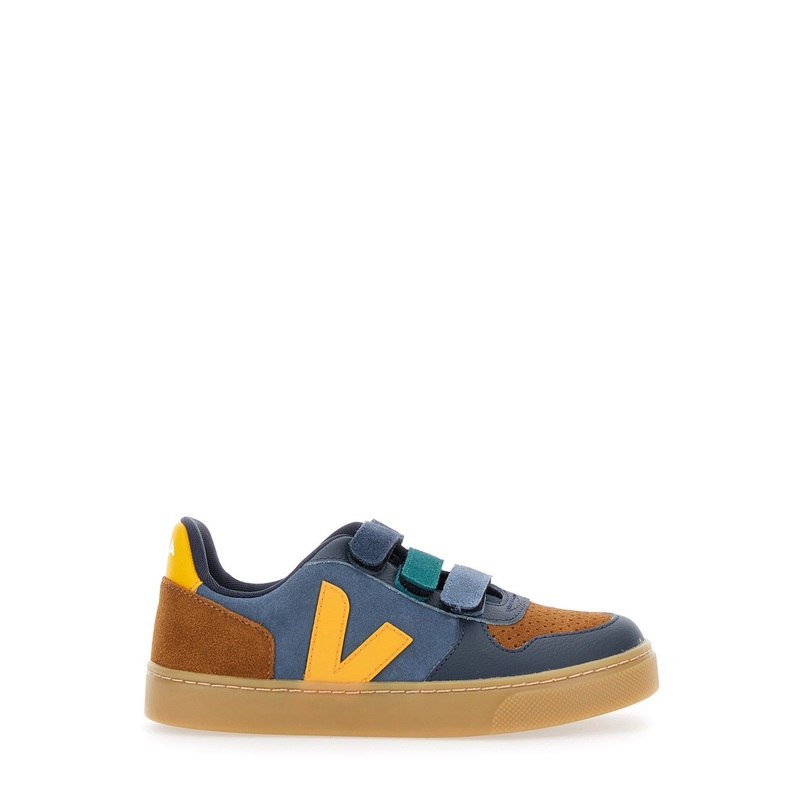 ‘V-10’ Multicolor Low Top Sneakers with Logo Patch on the Side and Logo Lettering on the Heel in Suede Boy