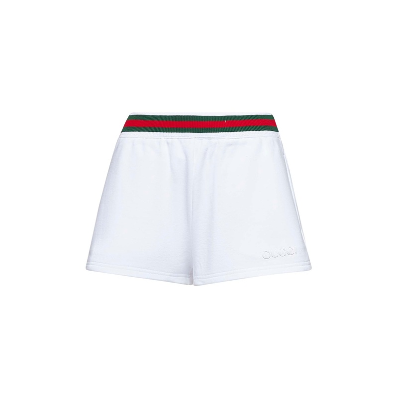 White cotton jersey Web shorts