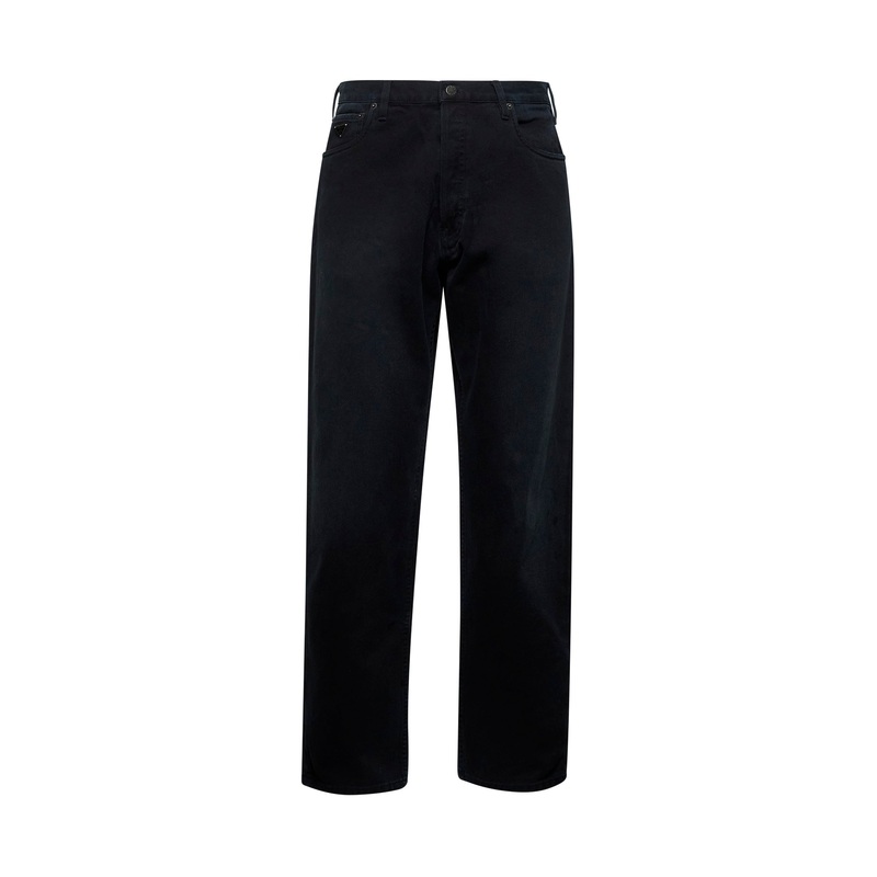 Black denim straight jeans<BR/>