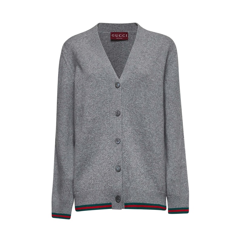 Grey wool and cashmere Web cardigan