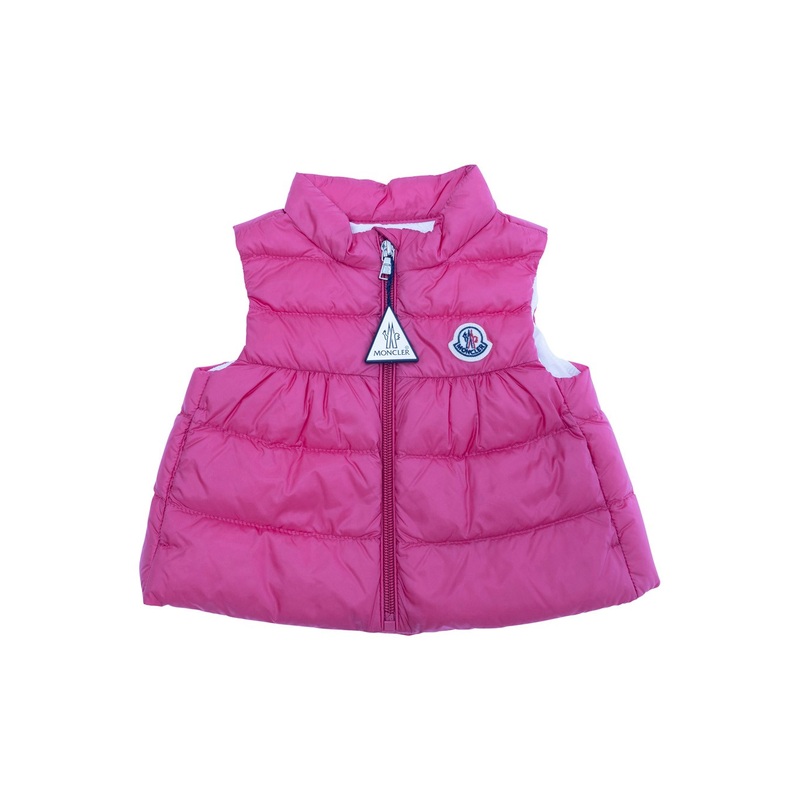 ‘Hiva’ Fuchsia Sleeveless Down Jacket with Logo Patch on the Front in Tech Fabric Baby