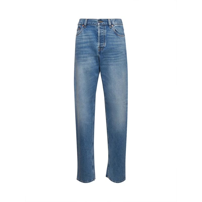 Light blue denim five pocket jeans