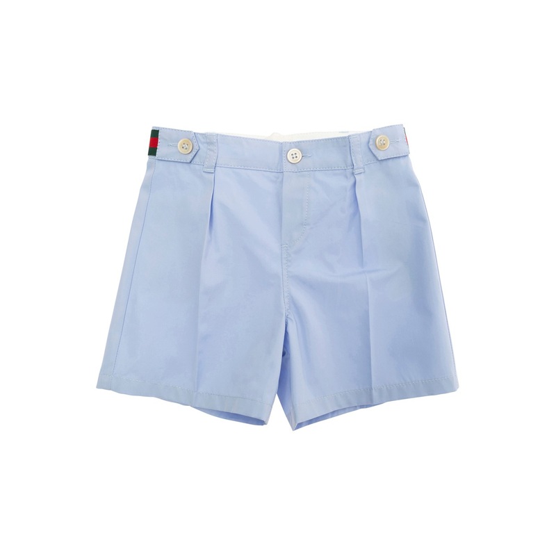 Light Blue Shorts with Web Detail in Cotton Baby